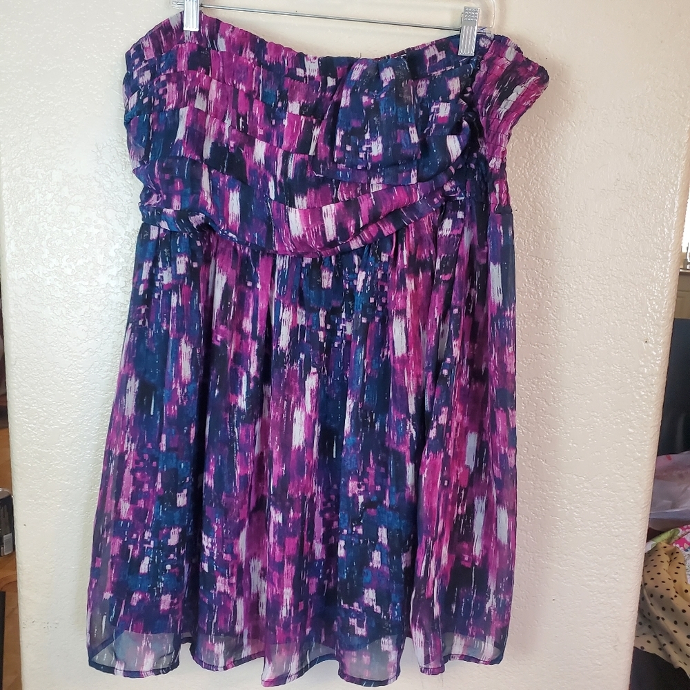 Forever 21 Strapless Purple Chiffon Boho D…